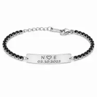 Bratara Personalizata Data Tennis Black Cu Argint