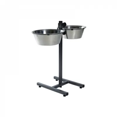 Stativ reglabil cu 2 castroane din inox 2 x 4,5 L 28 cm