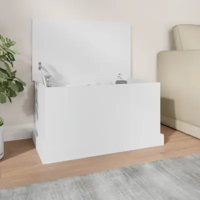 vidaXL Cutie de depozitare albă 70x40x38 cm, lemn stratificat