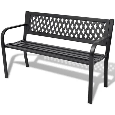 vidaXL Bancă de grădină, negru,118 cm, oțel