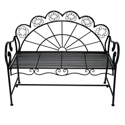 Outsunny Panchina da Giardino Biposto Stile Classico in Ferro, Nero, 113x56.5x90.5cm