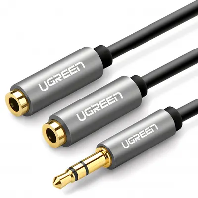 Adaptor Audio Splitter 3.5mm - 2 x 3.5mm UGREEN AV123 2in1, 0.2m, Gri