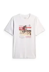 Tricou barbati relaxed - imprimeu - alb - bumbac