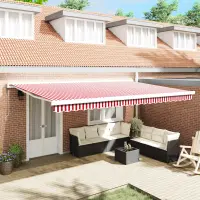 vidaXL Copertină retractabilă Roșu și Alb 500 × 300 cm Stofă și Metal