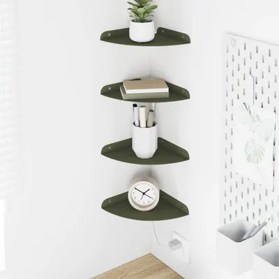 vidaXL Raft Suspendat pentru Colț 4 buc. Verde măsliniu 18 x 18 x 2 cm