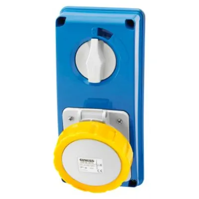 Priza industriala cu interblocaj verticala - WITHOUT BOTTOM - WITHOUT FUSE-HOLDER BASE - 3P+E 16A 100-130V - 50/60HZ 4H - IP67