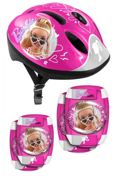 Set Combo Barbie, casca reglabila, genunchiere si cotiere 3-6 ani