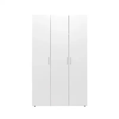 Dulap ALMA L, 3 usi, 6 rafturi, bara de haine, alb, 120x52x203 cm