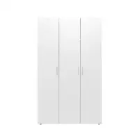 Dulap ALMA L, 3 usi, 6 rafturi, bara de haine, alb, 120x52x203 cm
