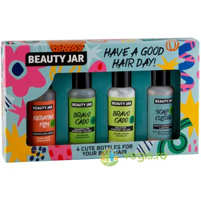Set Travel Size pentru Par Have a Good Hair Day Sampon 80ml + Balsam 80ml + Spray de Protectie 80ml + Scrub pentru Scalp 80ml