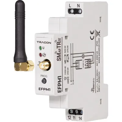 Receptor radio modular, 1 canal 230 V, 50 Hz, 8 A, 1 NO/ NC, 868.32 MHz