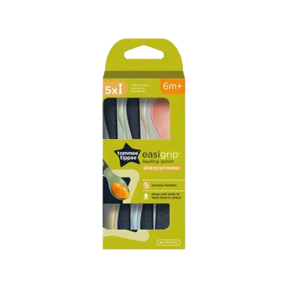 Set lingurite ergonomice multicolor +6 luni, 5 bucati, Tommee Tippee