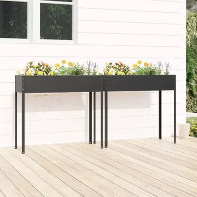 Gossi jardiniere de gradina, 2 buc., antracit, otel galvanizat
