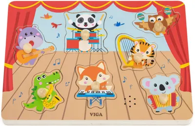 Puzzle muzical din lemn Viga Toys –muzicieni animale