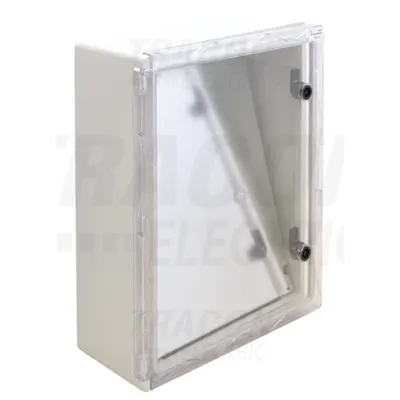 Cutie de distributie din material plastic, usa transparenta TME504018T H×W×D=500×400×175mm, IP65, IK10, 1000V AC/DC, RAL7035