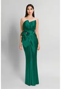Rochie maxi cu aspect satinat - Verde