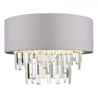 Lampa tavan Halle 4 Light Flush Grey Shade Crystal