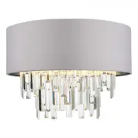 Lampa tavan Halle 4 Light Flush Grey Shade Crystal
