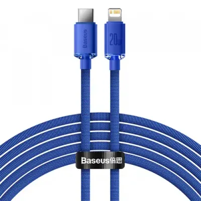 Cablu Date si Incarcare USB-C - Lightning Baseus Crystal Shine Series CAJY000203, 20W, 1.2m, Albastru