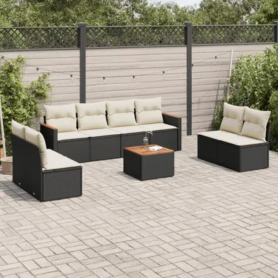 Gossi set mobilier de gradina cu perne, 9 piese, negru, poliratan