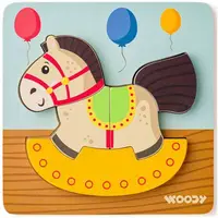Puzzle din lemn Woody - Cal, 5 piese