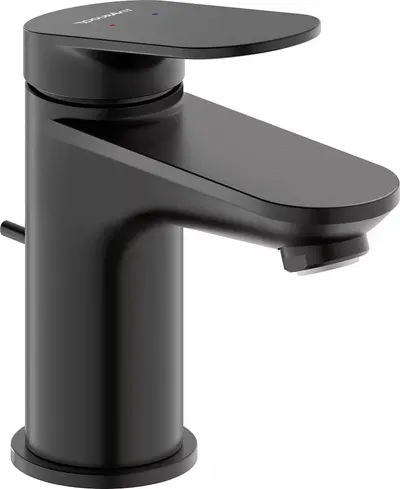 Baterie lavoar Duravit Wave WA1010001046, marime S, cartus ceramic, monocomanda, 137 mm, ventil, Negru mat