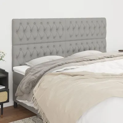 vidaXL Tăblie de pat gri deschis 200x7x118/128 cm, material textil