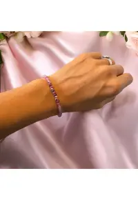 Bratara femei Arabella din rodonit si jad roz - argint placat roz gold 925 - 17-18 cm