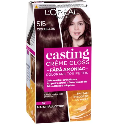 Vopsea de par semi-permanenta fara amoniac Casting Creme Gloss 515 Ciocolatiu, 180ml, L'Oreal Paris