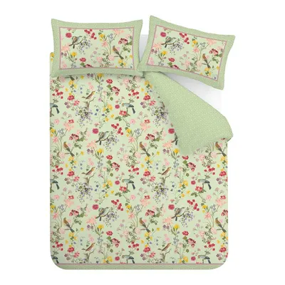 Lenjerie de pat verde pentru pat dublu/extinsă cu 3 piese 230x220 cm Birds In Bloom – RHS