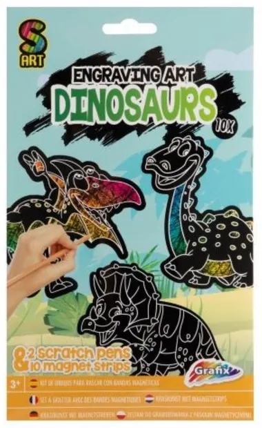 Kit de zgarieturi magnetice Grafix - Dinozaurii, 10 buc.