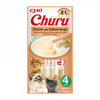 Recompense pentru pisici Churu cu pui somon 4 buc x 14 gr