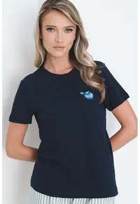Tricou din bumbac organic cu imprimeu grafic - Bleumarin