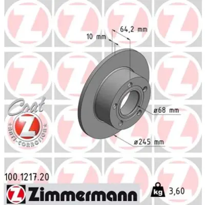 Disc frana ZIMMERMANN 100.1217.20