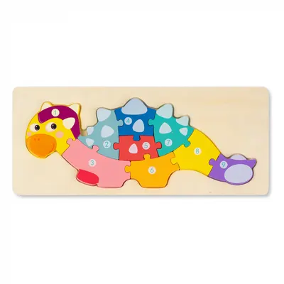 Puzzle 3D din Lemn Dinozaur, 9 Piese