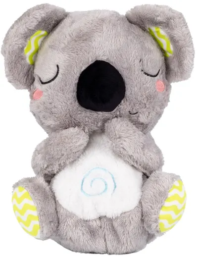 Jucărie de pluș respirabilă Chipolino - Cu muzică și lumină, koala gri deschis cu modele de lămâie