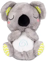 Jucărie de pluș respirabilă Chipolino - Cu muzică și lumină, koala gri deschis cu modele de lămâie