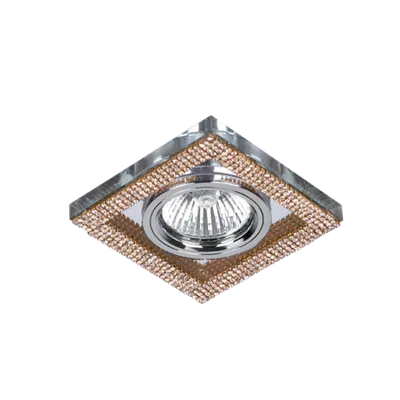 Spot Patrat Mr16 Cristal Auriu
