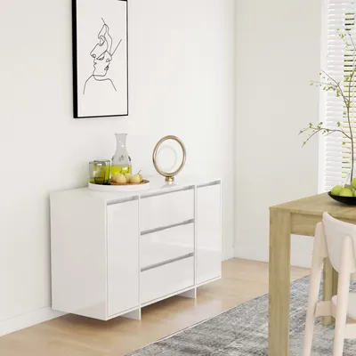 vidaXL Servantă cu 3 sertare, alb extralucios, 120x41x75 cm, PAL