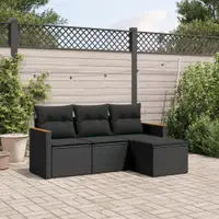 Gossi set mobilier de gradina cu perne, 4 piese, negru, poliratan