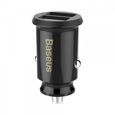 Incarcator Auto Baseus Grain, 10W, 2.4A, 2 x USB-A, Negru CCALL-ML01