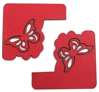 Colțar din carton perlat - Fluture, 4.8 x 5.3 cm, roşu(4 buc.)