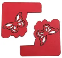 Colțar din carton perlat - Fluture, 4.8 x 5.3 cm, roşu(4 buc.)