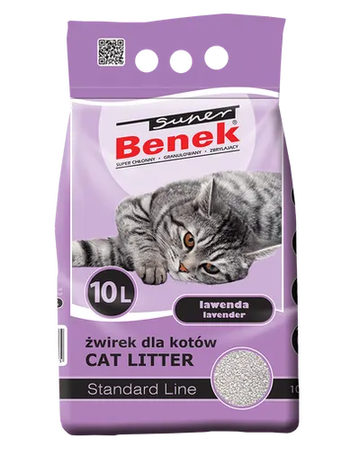 BENEK Super Standard lavanda 10 l x 2 (20 l) nisip pentru litiera pisici
