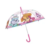 Umbrelă manuală pentru copii Paw Patrol, Skye & Everest – 45 cm, cupolă transparentă POE, tije din fibră de sticlă, design roz vesel