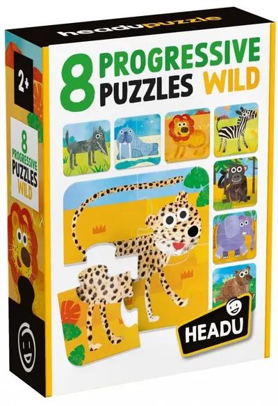 Puzzle-uri progresive educaționale Headu - Natură sălbatică, 8 bucăți
