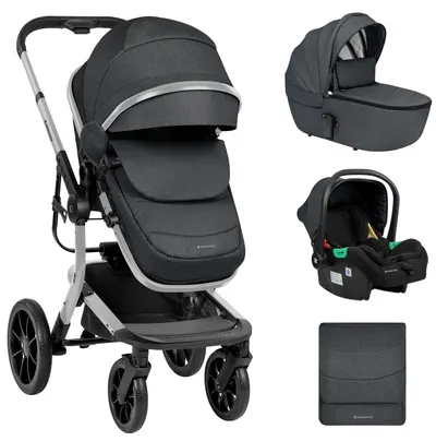 Cărucior combinat 3 în 1 KikkaBoo - Irene, Dark Grey