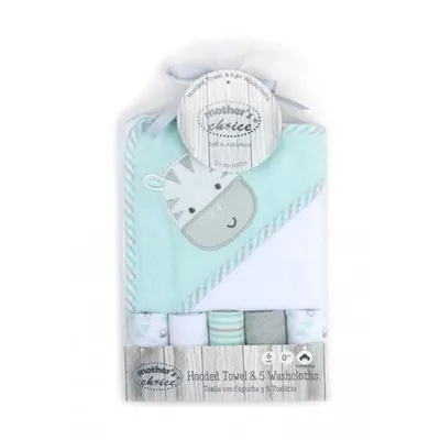 Set cadou bebelusi prosop cu gluga si 5 mini prosopele zebra