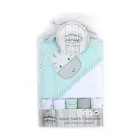 Set cadou bebelusi prosop cu gluga si 5 mini prosopele zebra
