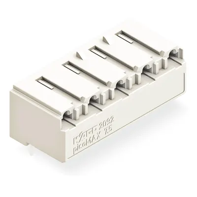 THT female header; 0.4 x 1.3 mm solder pin; angled; Pin spacing 7.5 mm; 2-pole; light gray